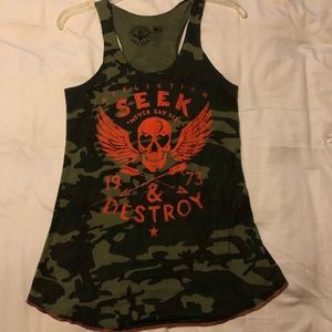 Affliction camo print tank top